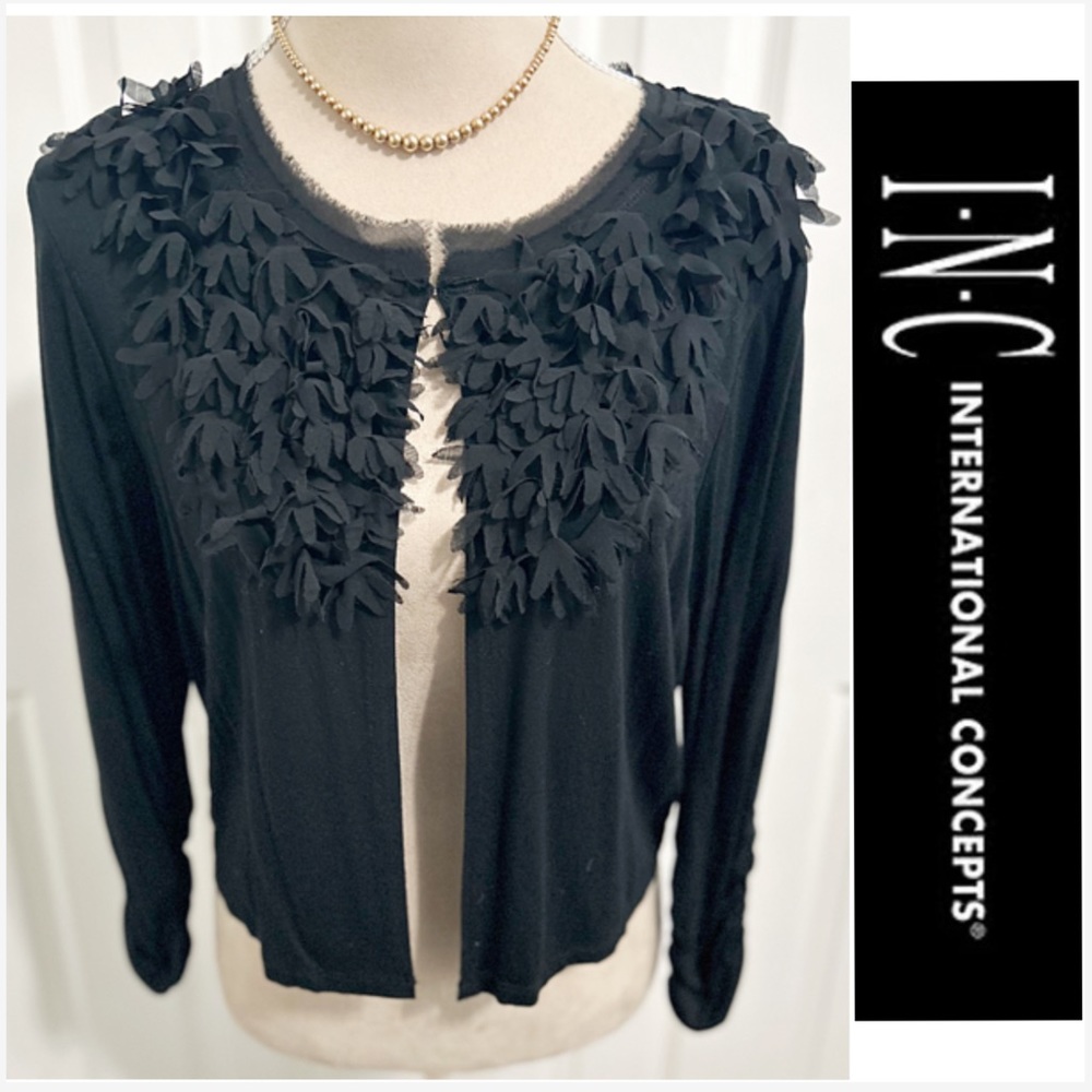 INC International Concepts, Flower Embellished Cropped Style Bolero/Sweater